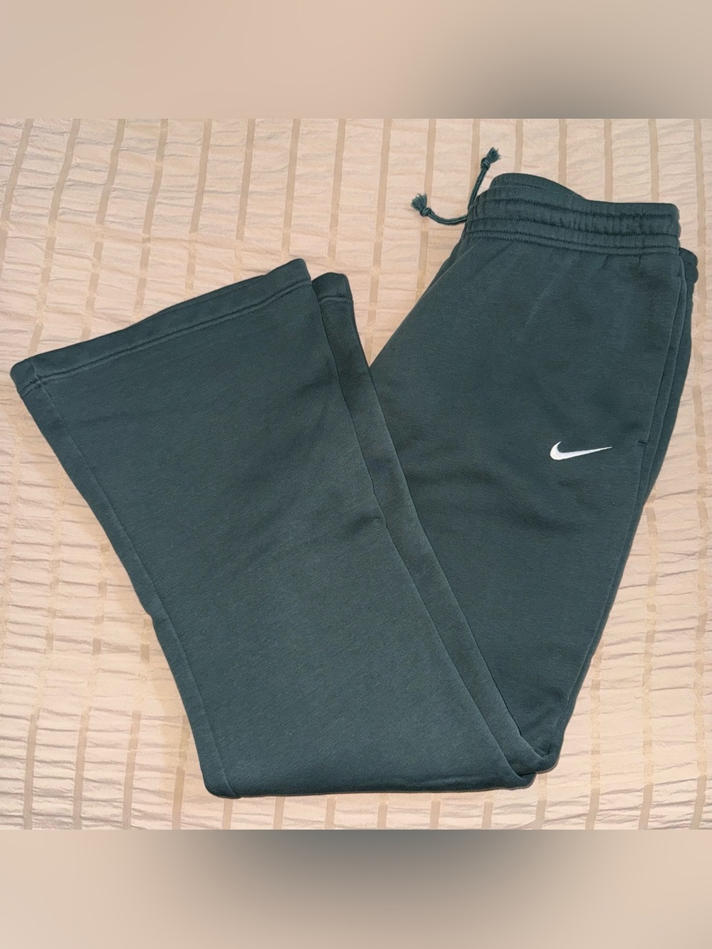 Nike Dark Green Mid-Rise Flare Sweatpants